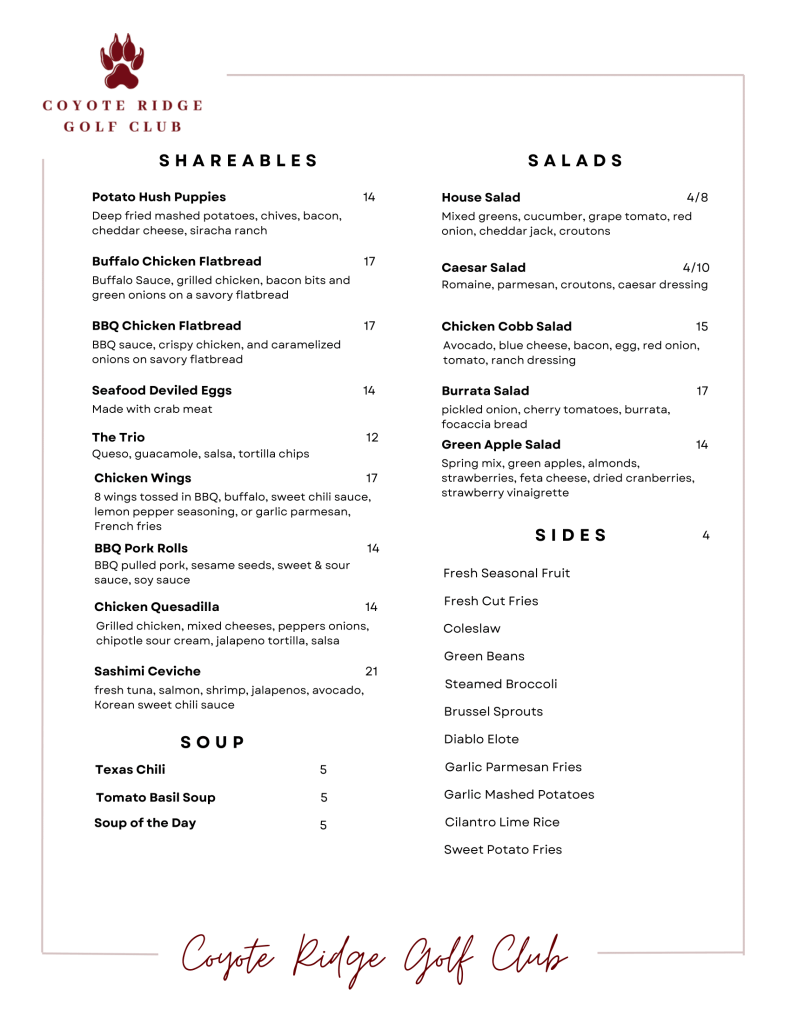 Grill 19 menu